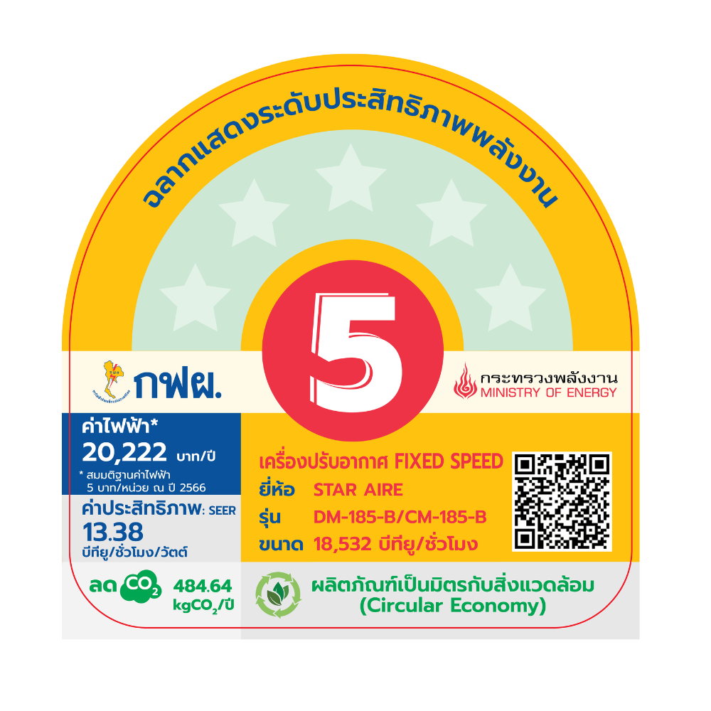 แอร์ผนัง สตาร์แอร์ รุ่น CM-185B/DM-185B 18,500 บีทียู_1